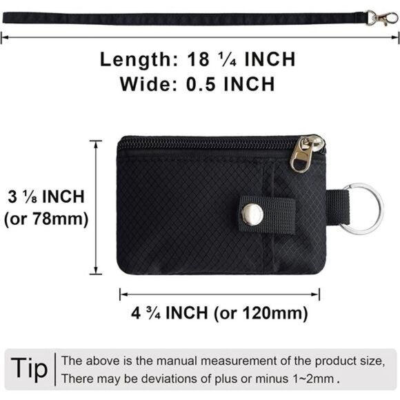 RFID Small Wallet with ID Window Zipper Lanyard Card Holder for Travel Men Women - Picture 5 of 7